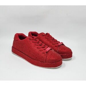 Lucky Step Ruby Red Rhinestone Bling Platform Sneakers Sz. 7.5 Colorful Comfort